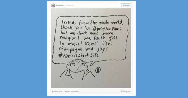 What Do You Think Of The French Cartoonist Who's Asking People NOT To Pray For Paris?