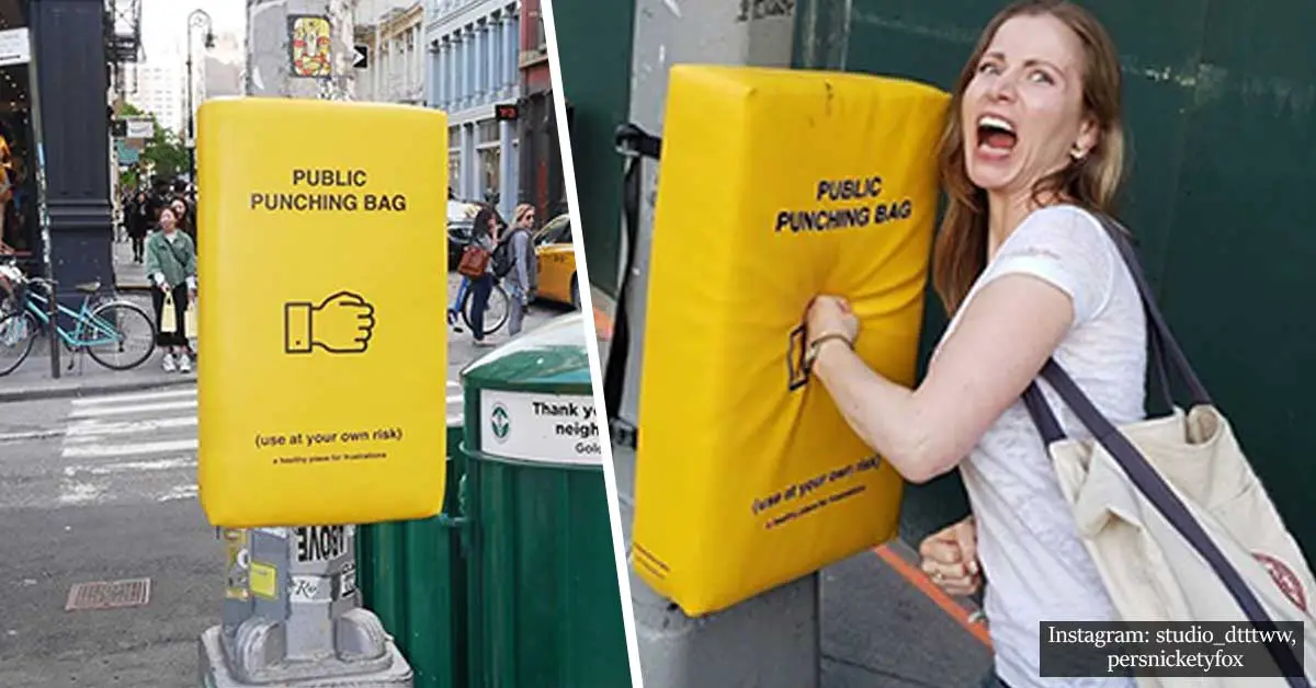 "Public Punching Bags" Placed Around Manhattan Help New Yorkers Release Their Daily Frustrations