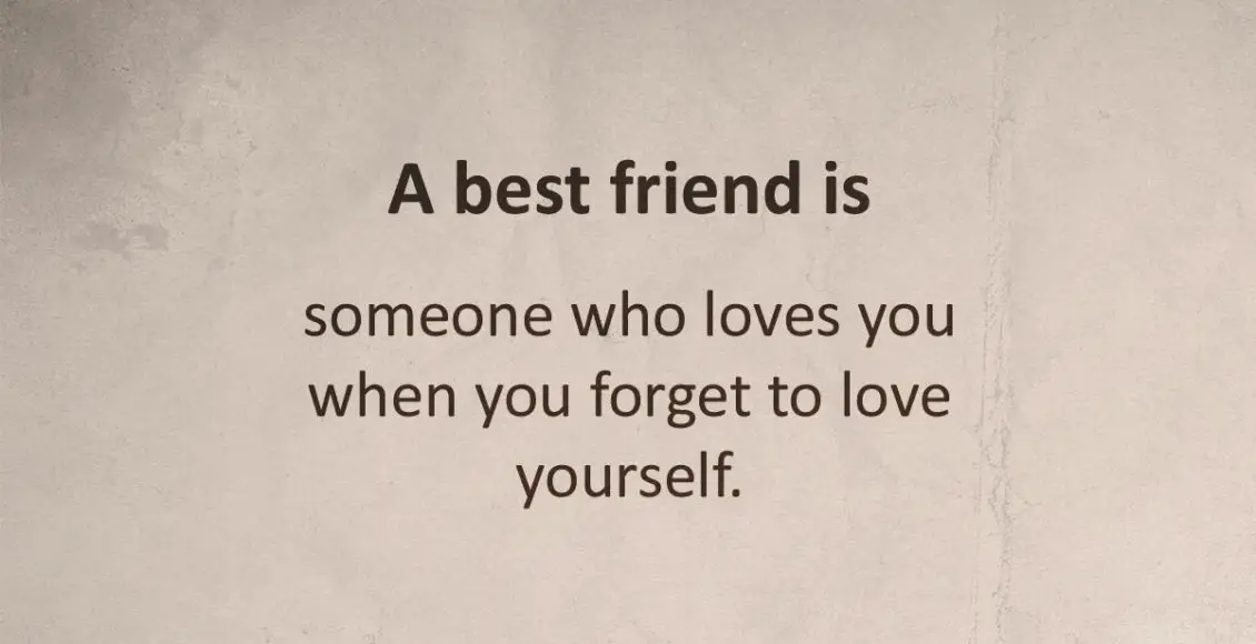 A best friend is someone who loves you when you forget to love yourself