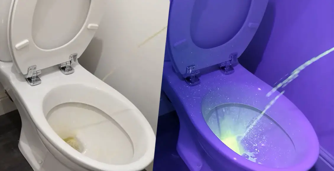 Ultraviolet light shows the true effects of peeing while standing