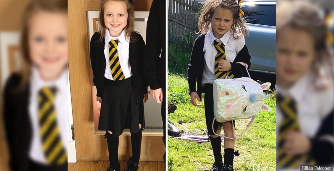 Pricelessly funny before and after photos reveal just how exhausting the first day back at school was for this little girl