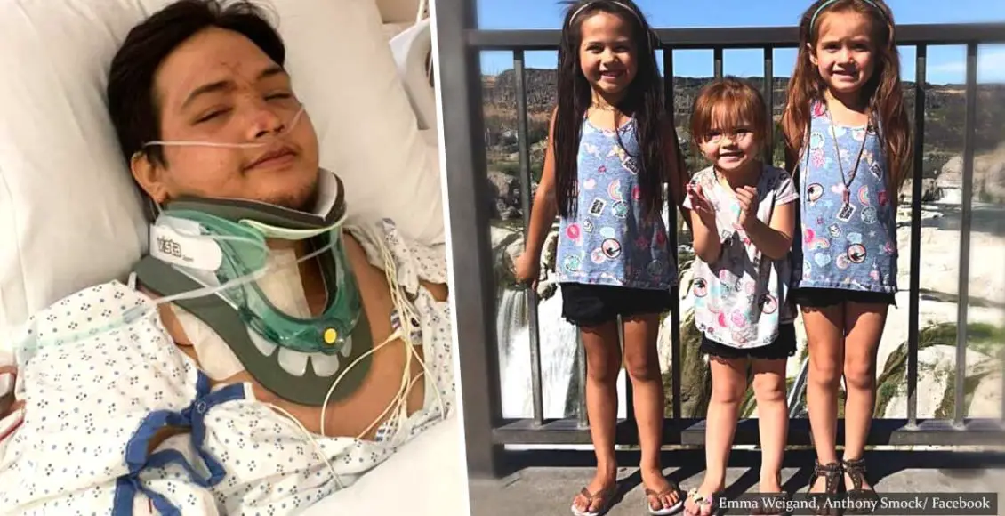 Dad wakes up paralyzed after car crash only to find that his three little daughters have died