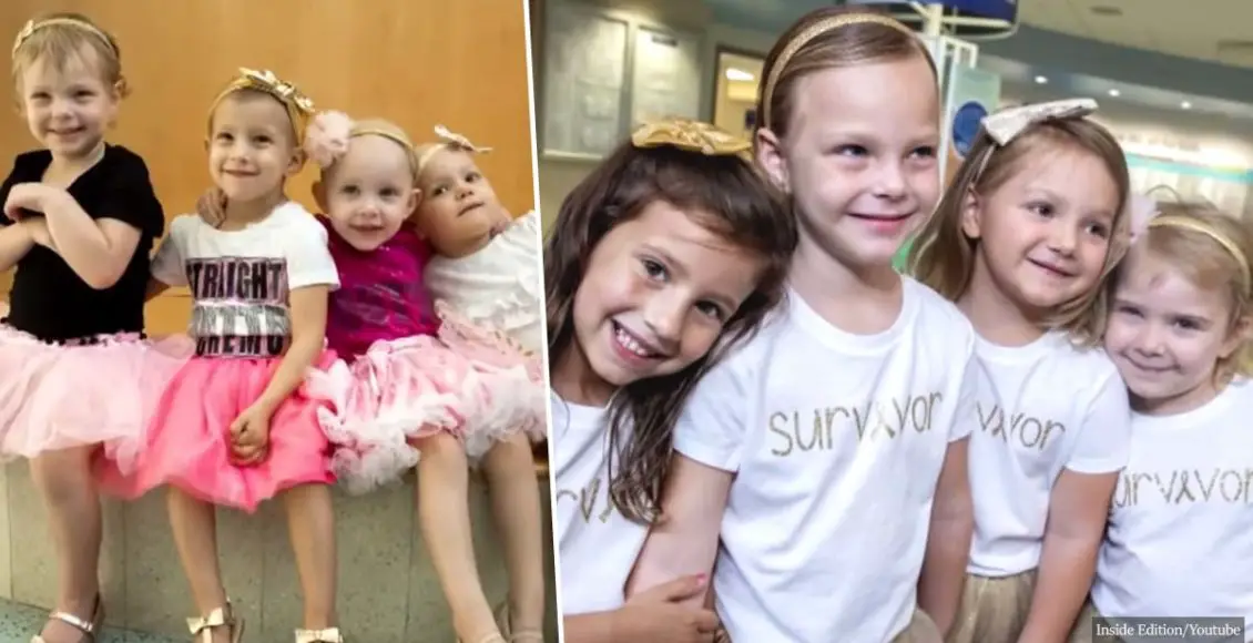 Four little cancer survivors who beat the illness at the same hospital reunite