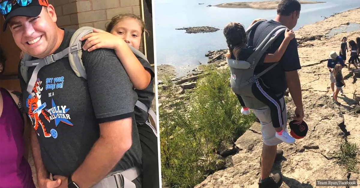 Teacher carries a disabled student on his back so she can attend a school trip