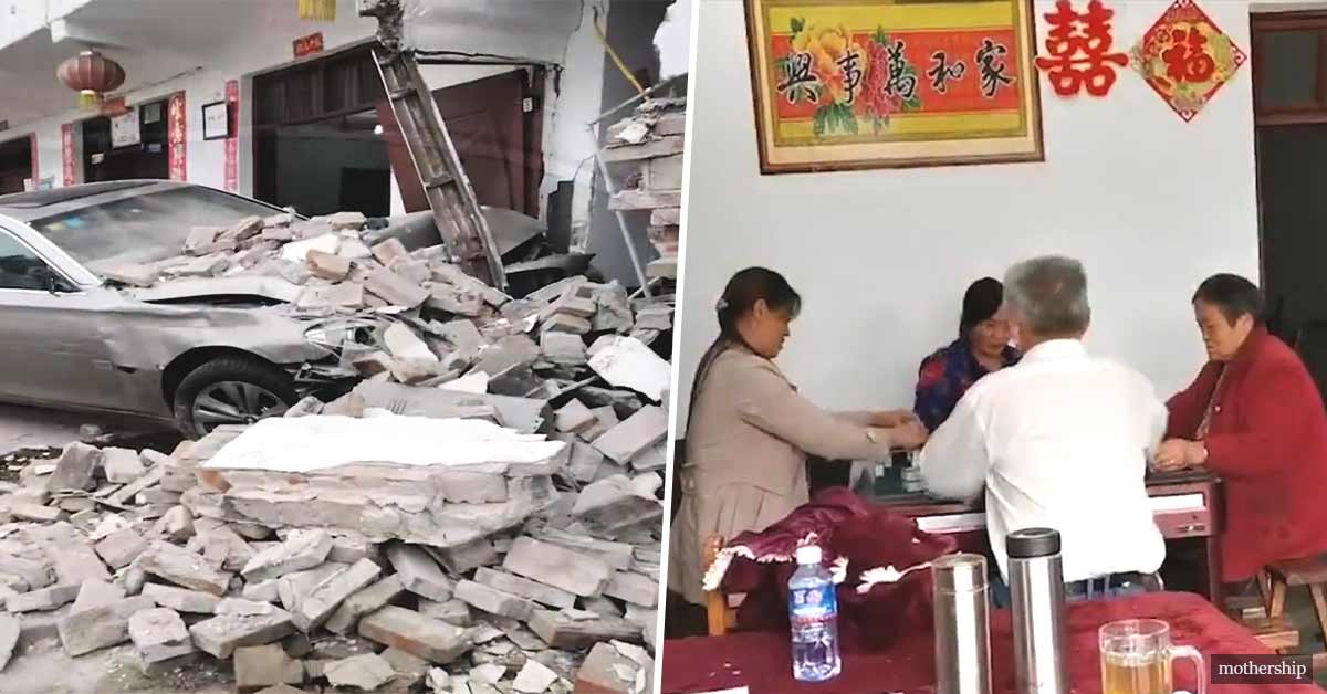 Car crashes into house, folks inside casually continue playing mahjong like nothing happened