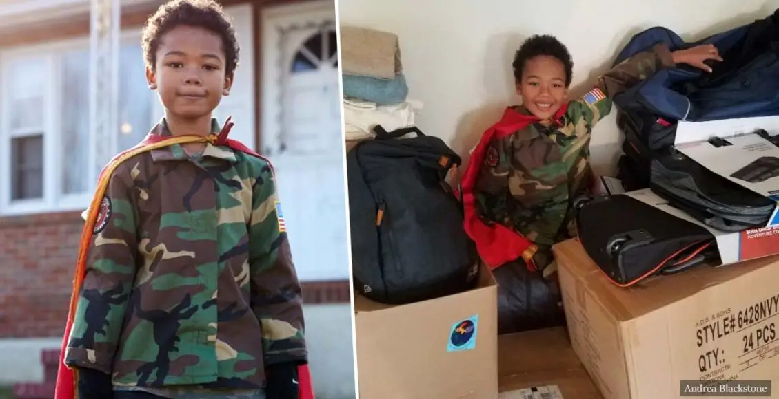 An 8-year-old boy has helped nearly 3,000 homeless veterans with his 'hero bags' 
