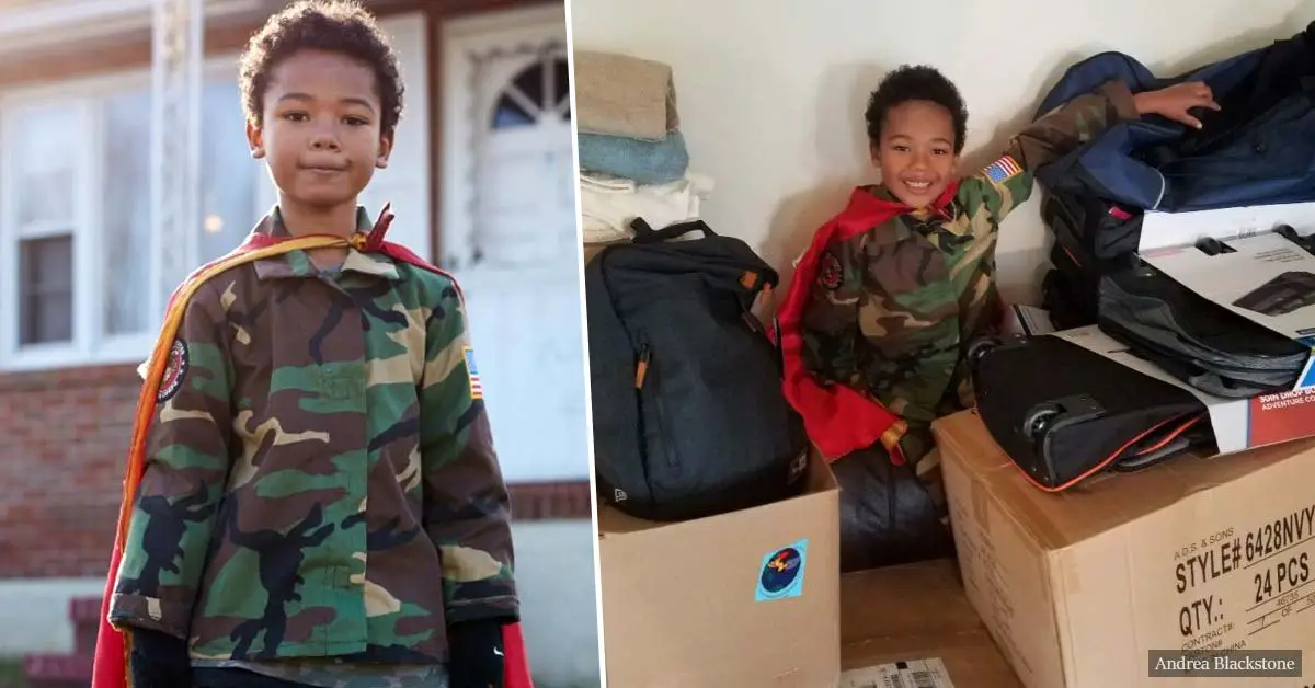 An 8-year-old boy has helped nearly 3,000 homeless veterans with his 'hero bags' 