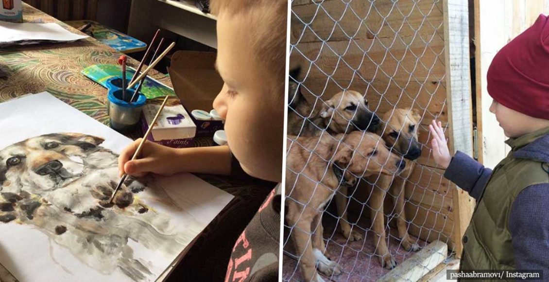 Meet the 9-year-old boy who exchanges his custom pet paintings to help animal shelters