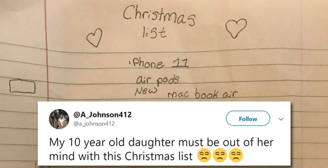 Dad goes crazy over daughter’s Christmas list