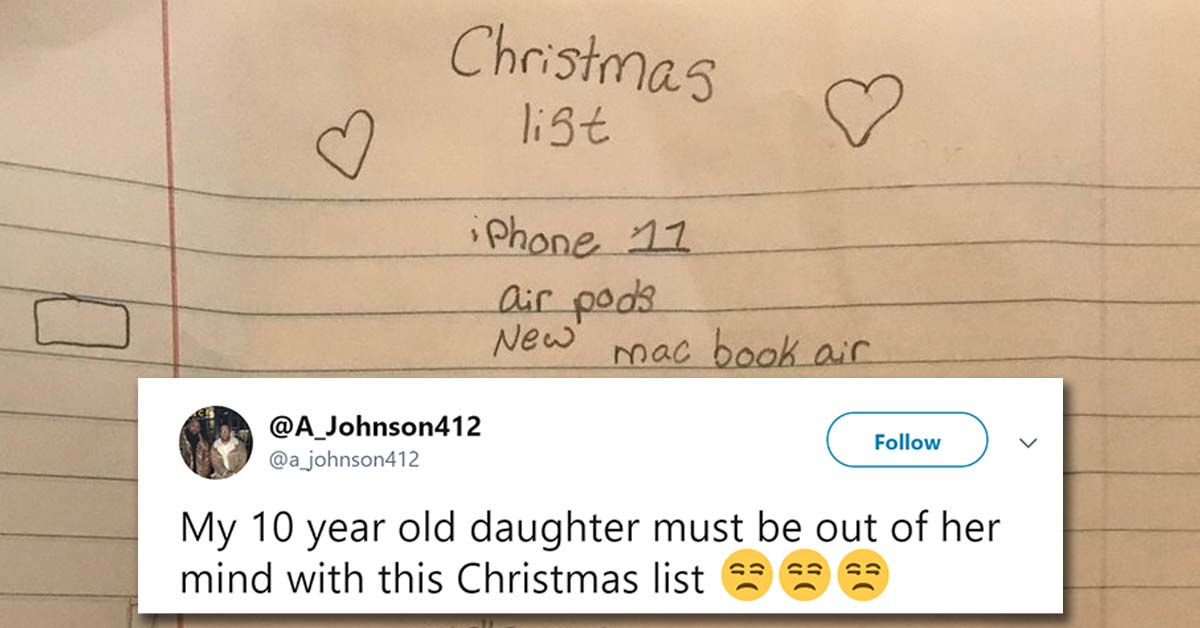Dad goes crazy over daughter’s Christmas list
