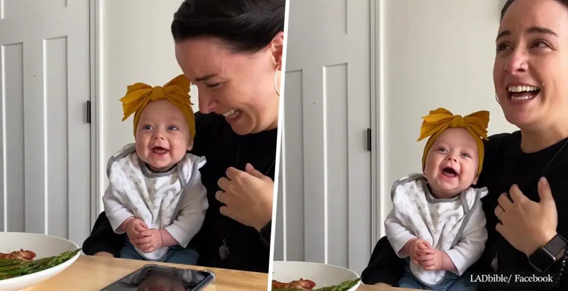 This adorable video of a 4-month-old baby girl laughing for the first time is absolutely addictive
