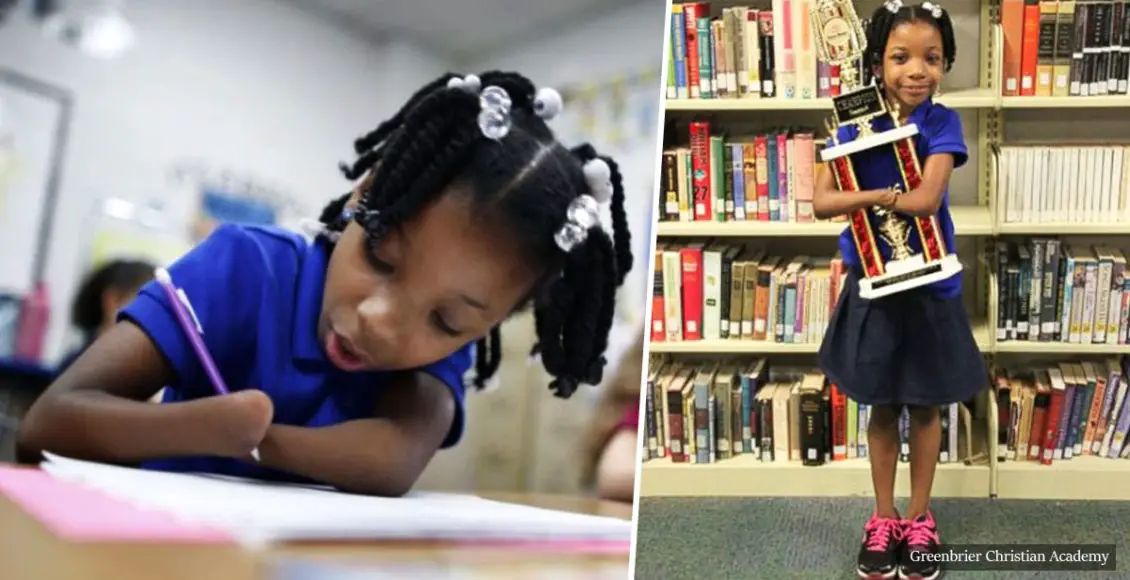 7-year-old girl born without hands wins a National Handwriting Competition