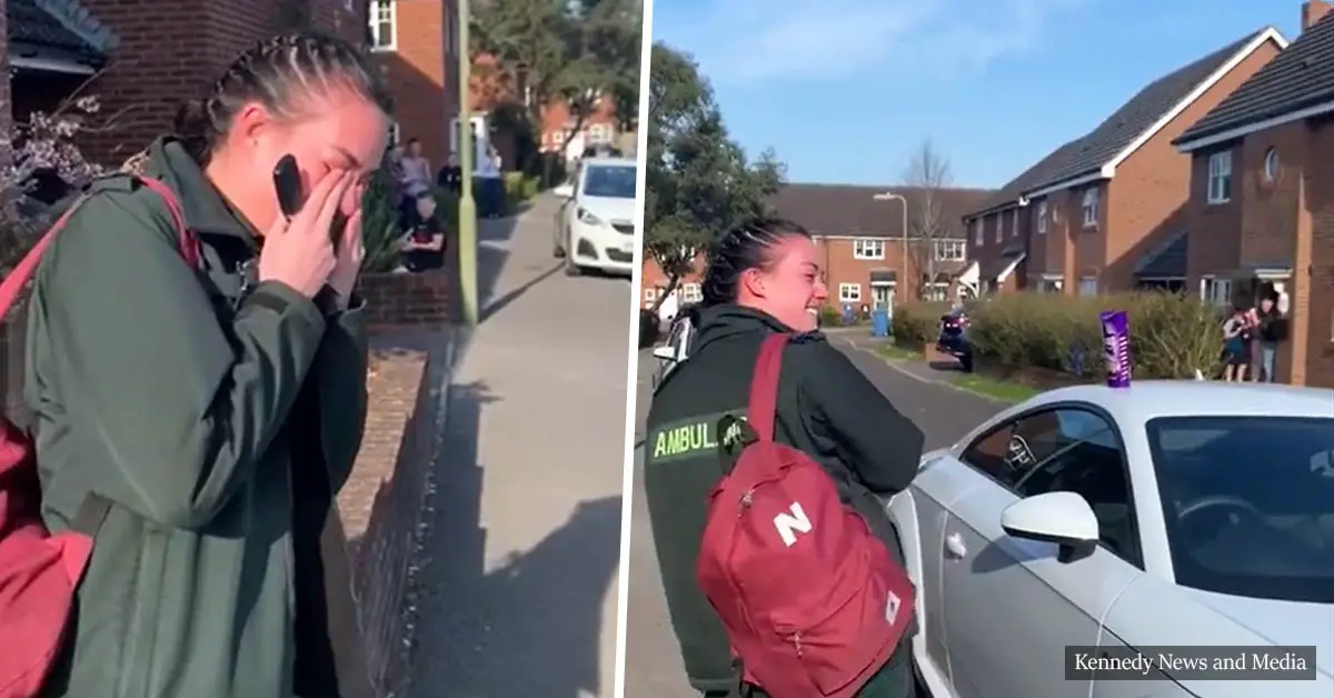 Overwhelmed Paramedic Breaks Down In Tears As Entire Street Applauds Her On Way To Work