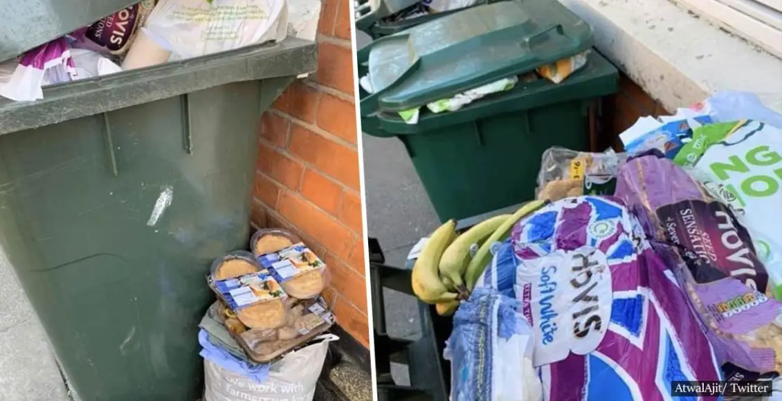 Rubbish bins overflow with discarded food due to coronavirus panic shopping