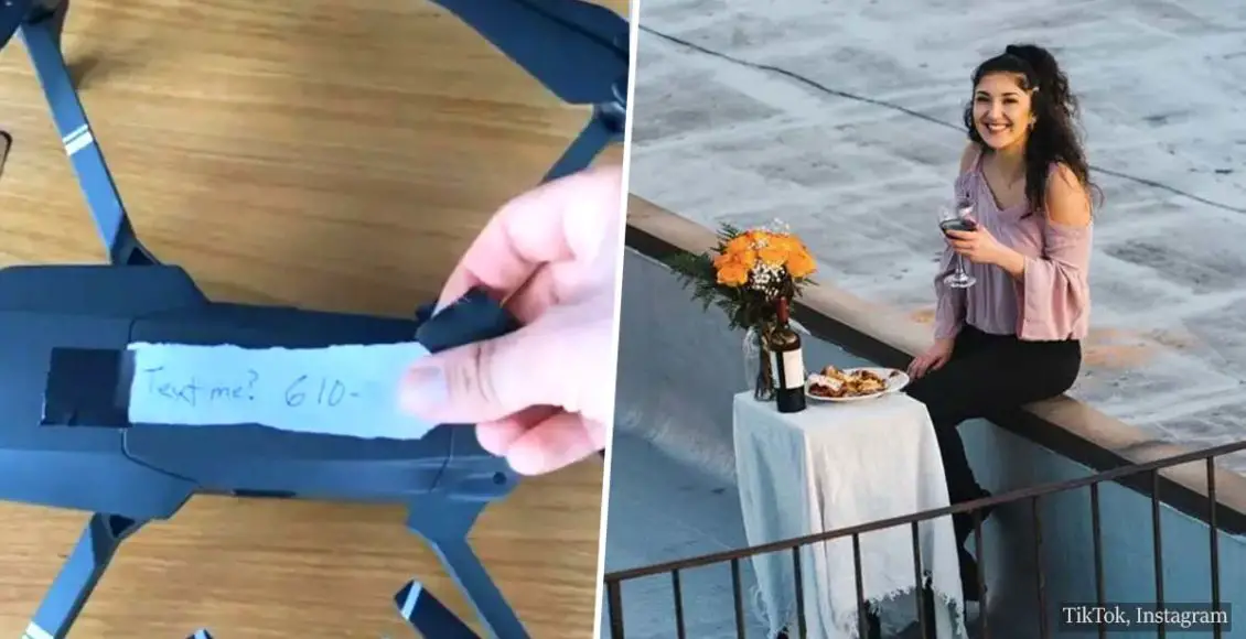 This guy saw a girl dancing on a rooftop and asked her out via drone. It worked!