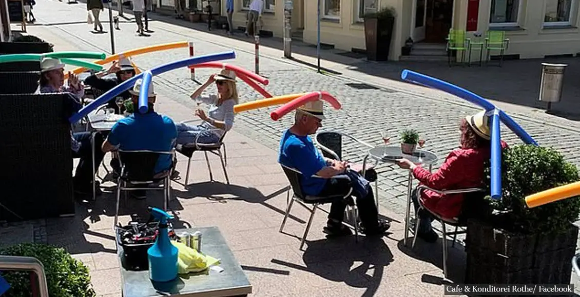 Cafe Customers Made To Wear Pool Noodle Hats To Impose Social Distancing