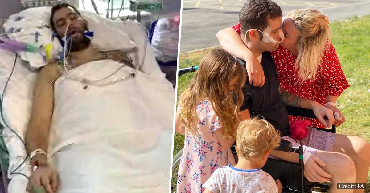 Father-of-two miraculously survives coronavirus after 30 days on a ventilator, double pneumonia, sepsis, heart failure, and two strokes