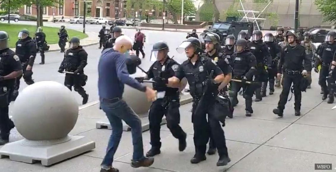 Disturbing footage shows cops in Buffalo, New York shoving an elderly man on the ground