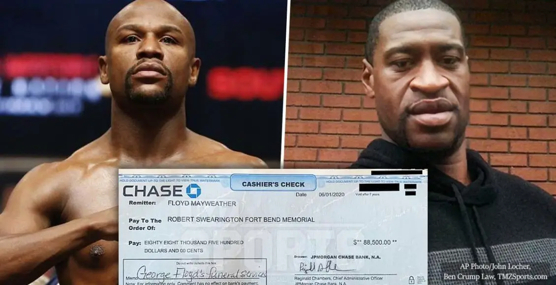 Floyd Mayweather sends $88,500 check to George Floyd's family to cover his funeral costs