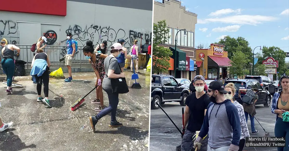 Volunteers from all walks of life helped cleaning the streets of Minneapolis after days of rampage