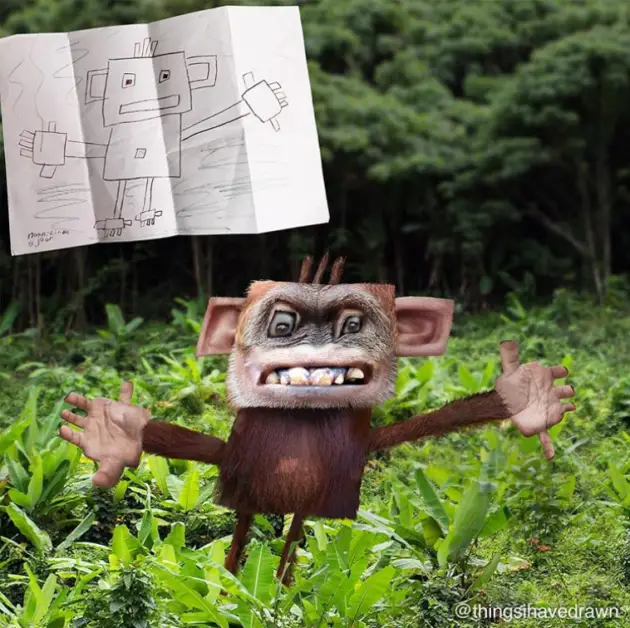 Dad brings kids' drawings to life and the results are weirdly realistic