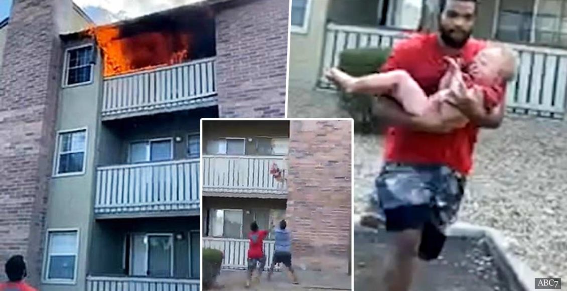 WATCH: Marine Catches Toddler Dropped From Burning Building By His Mother