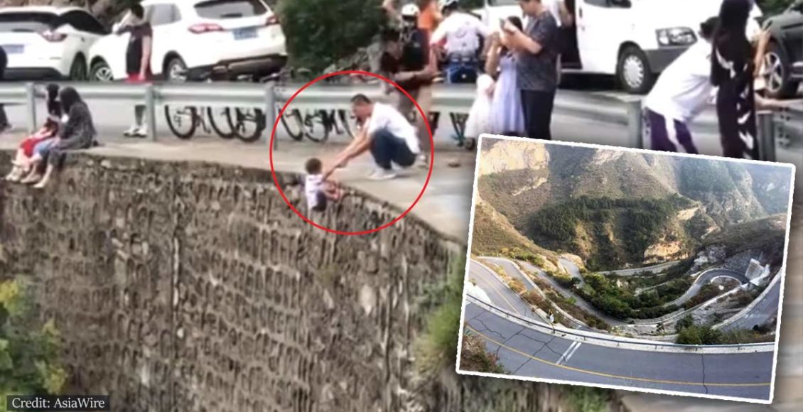 WATCH: Reckless Father Seen Dangling Son Over Mountain Cliff
