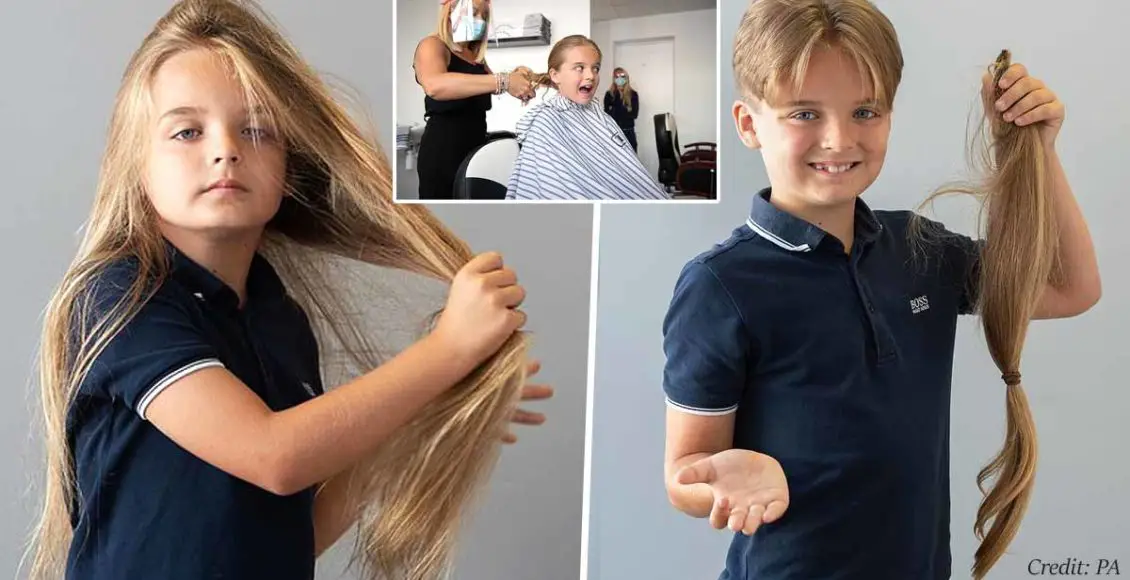 Boy, 9, donates his 2ft locks to be made into wigs for children with cancer