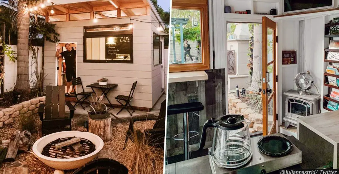Dad builds his own backyard coffee shop from the ground up