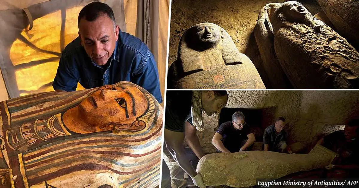 Archaeologists uncover 27 ancient wooden coffins buried for 2,500 years in Egypt in largest discovery of its kind