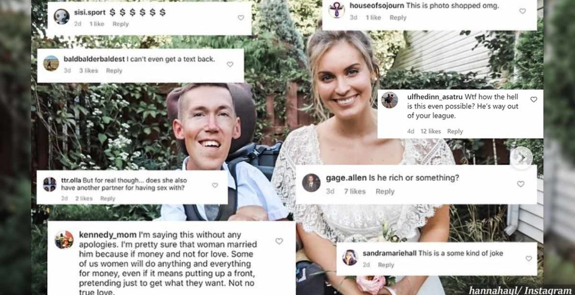 Bride who married disabled man gets back at trolls who called their wedding a 'joke'
