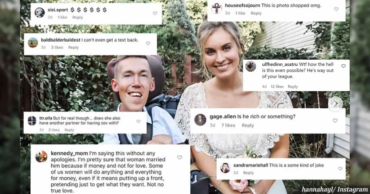 A bride responds to harsh criticism over her marriage with a disabled man: ...