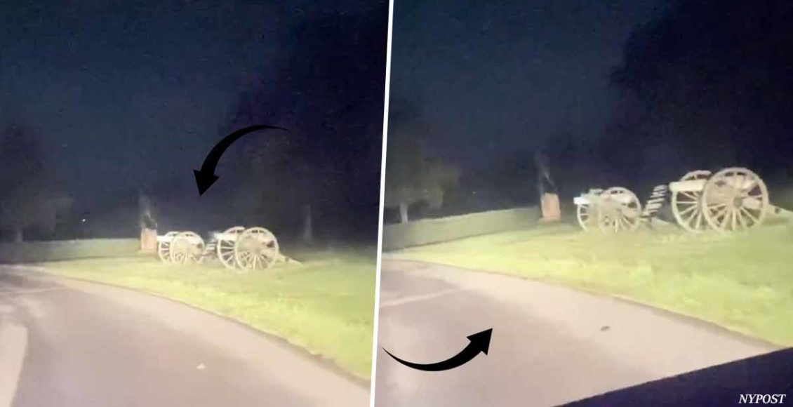 Ghosts' in Gettysburg running across the road captured in a spooky video
