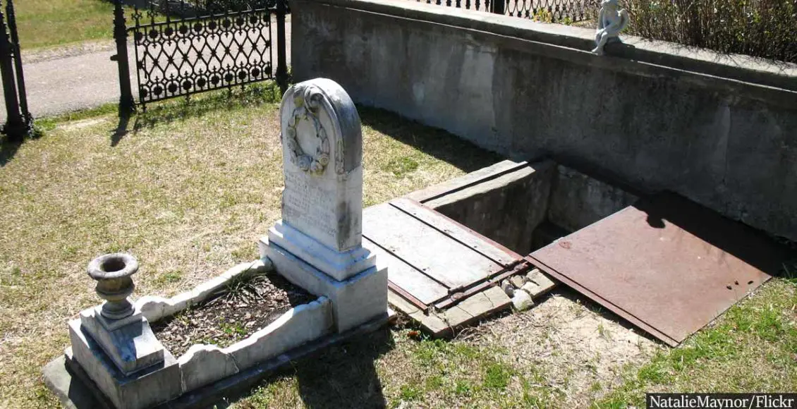 Grieving mother builds stairs to child's grave so she can comfort her during storms
