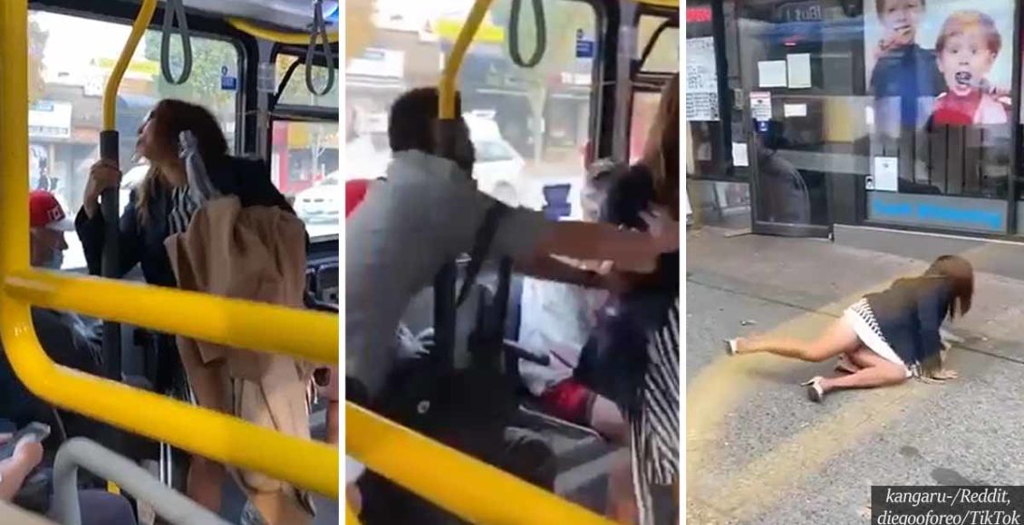 Man Caught On Camera Throwing Woman Off Bus After She Spit On Him During Tense Argument