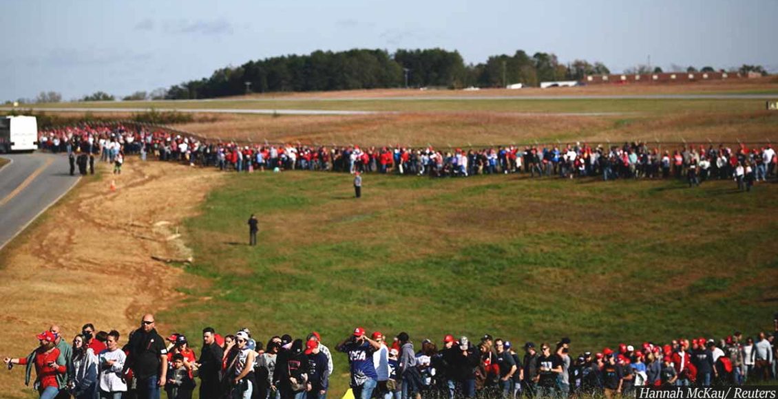 Massive lines at President Trump's rally in key state North Carolina