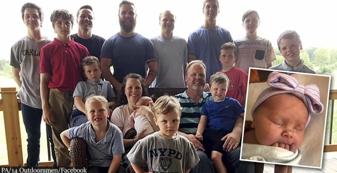 Michigan couple with 14 sons finally welcomes a baby girl
