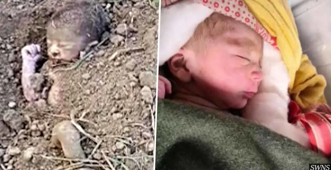 Newborn baby rescued after being BURIED ALIVE on a farm