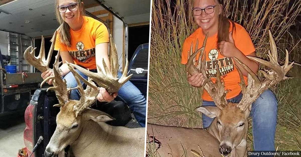 14-Year-Old Hunter Girl has set a world record after shooting a 42-point buck