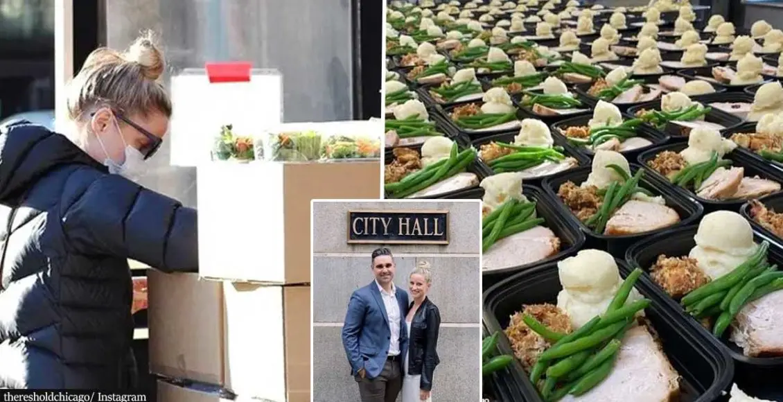 Chicago couple canceled their big wedding and used the money to feed people in need