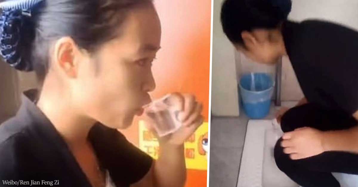 Cleaner Drinks Water Out of Toilet to Demonstrate How Clean It Is