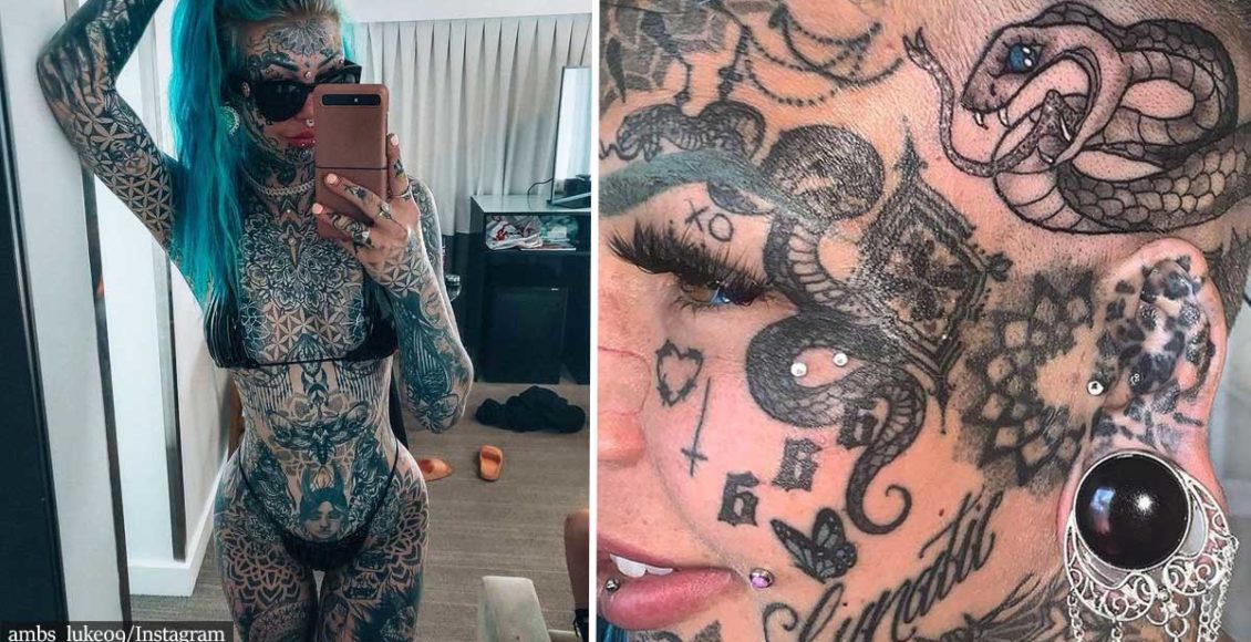 Model who tattooed 98% of her body shaves head to make space for new ink