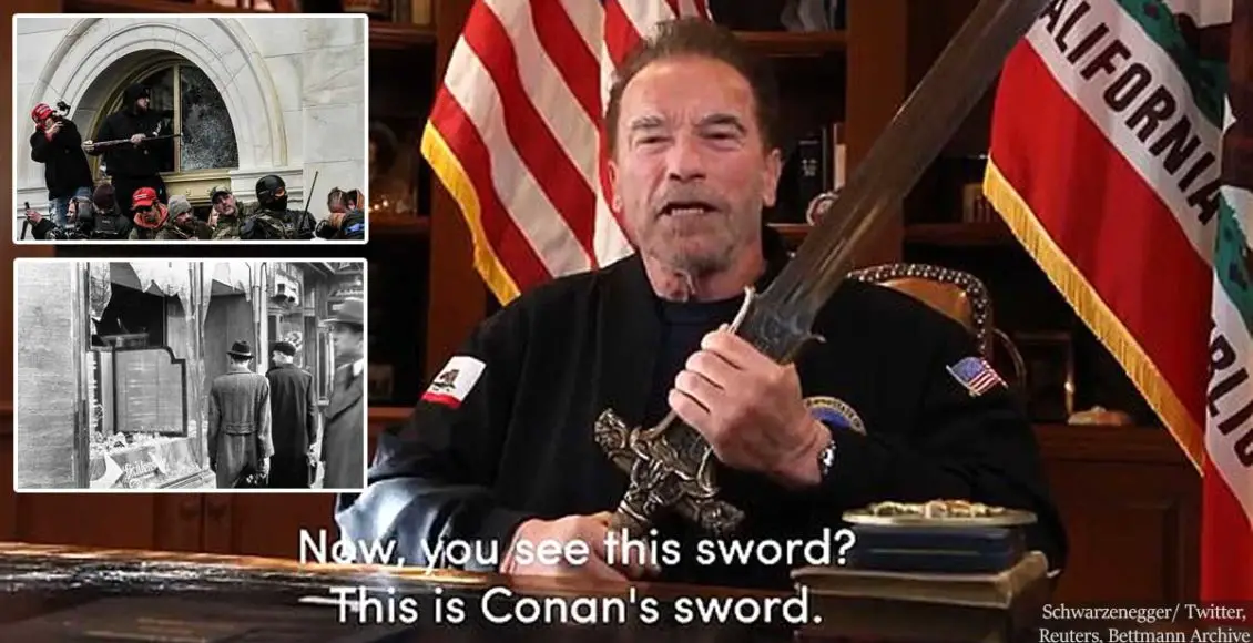 Arnold Schwarzenegger released an emotional video, comparing the MAGA riot to Kristallnacht 