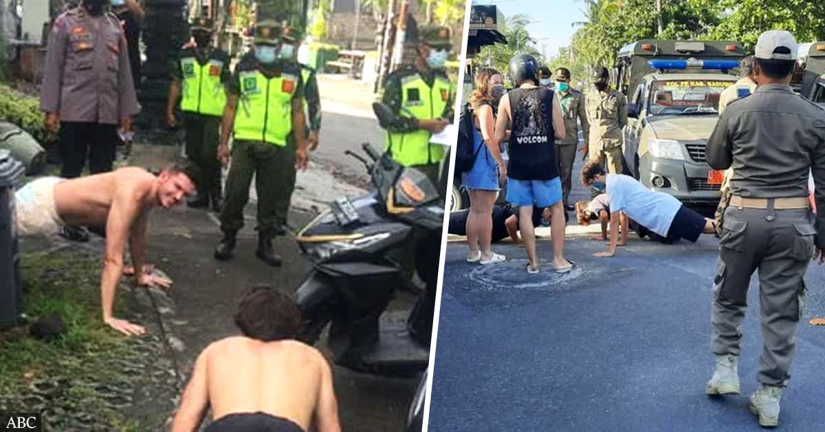Foreigners In Bali Forced To Do Push-Ups For Not Following Pandemic Protocol