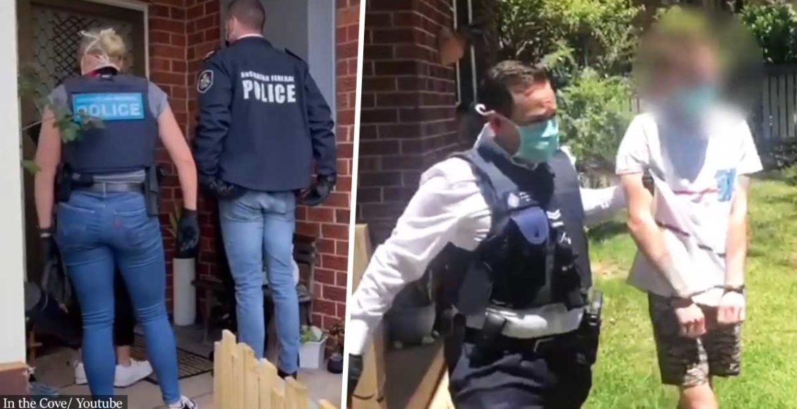 Moment a man accused of child abuse and bestiality is dragged from his home as part if a 'paedophile network' sting that has laid 828 charges against 17 people
