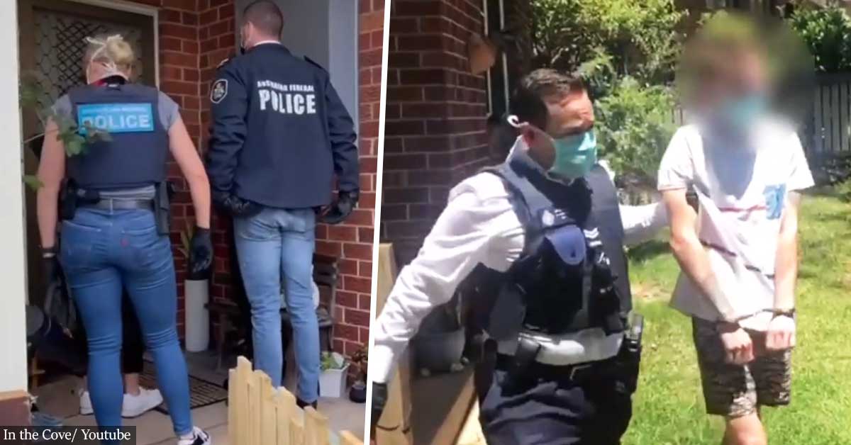 Moment a man accused of child abuse and bestiality is dragged from his home as part if a 'paedophile network' sting that has laid 828 charges against 17 people