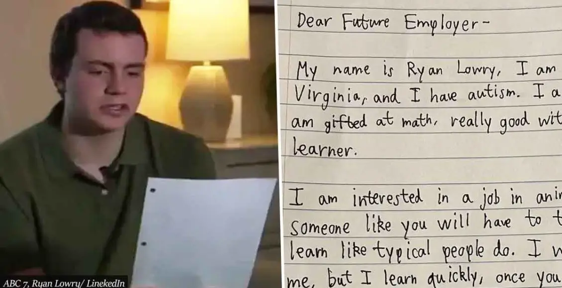Man, 20, living with autism, pleads employers to "Take a chance on me" in a touching handwritten letter
