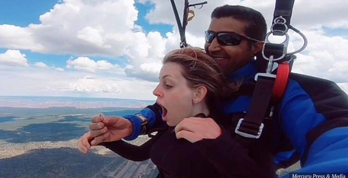 Skydiver proposes to his girlfriend while plunging from 16,000 feet