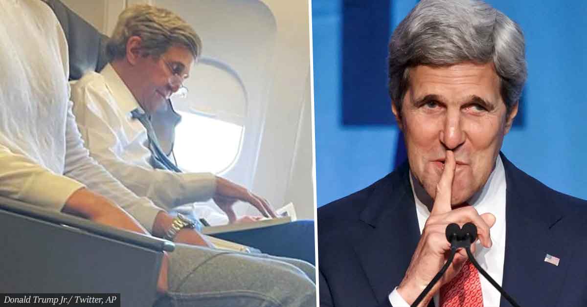 US Climate Envoy John Kerry spotted with his MASK OFF while on an American Airlines flight