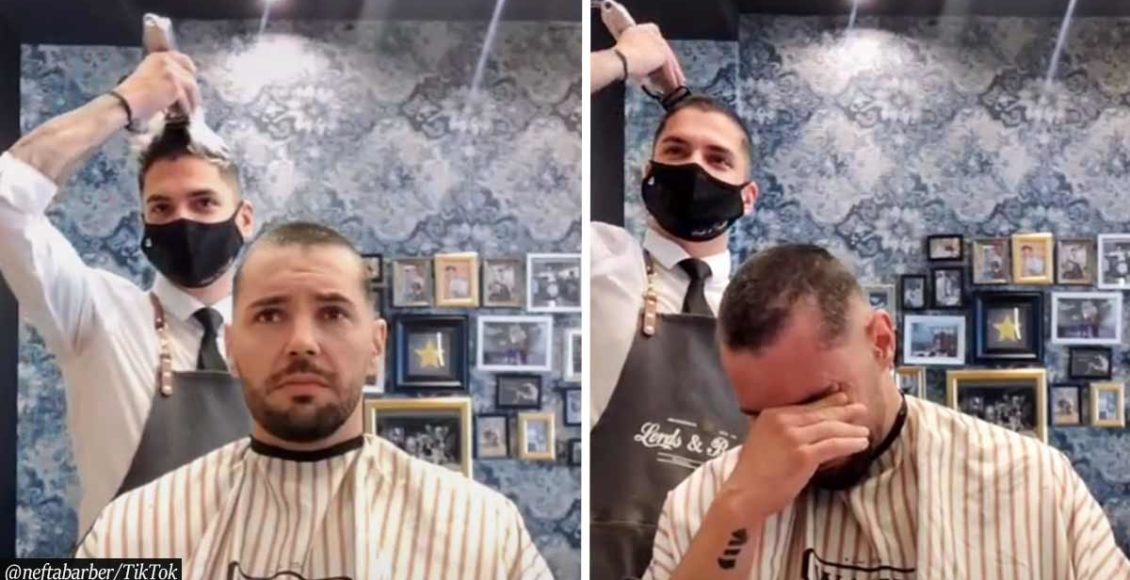 Barber Moves Cancer Patient To Tears As He Shaves Off Own Hair In Heartwarming Viral Video